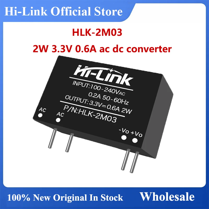 Free Shipping 10pcs/lot HLK-2M03 AC DC Converter 2W 3.3V 600mA Power Supply Module Consumer Electronics High Efficiency In Stock