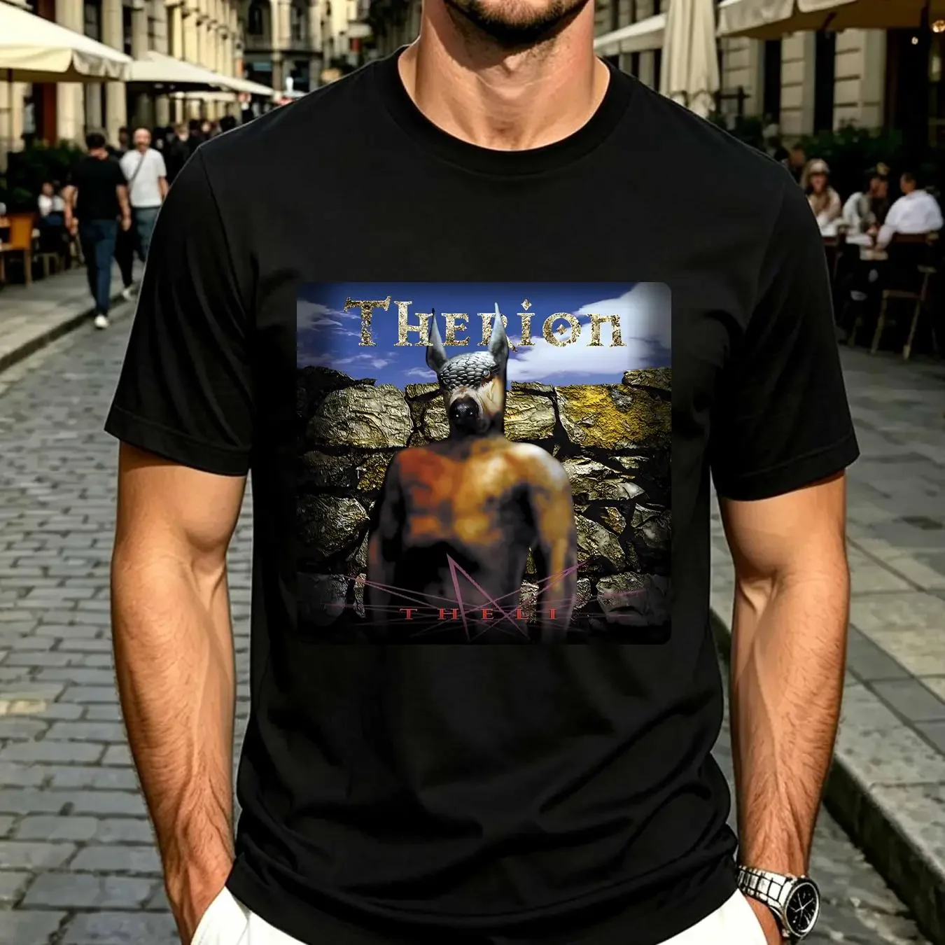 washed T Shirt Therion Men's Theli XX Large Black vintage Washed Stylish fashion Comfortable Casual Soft Breathable Stretched