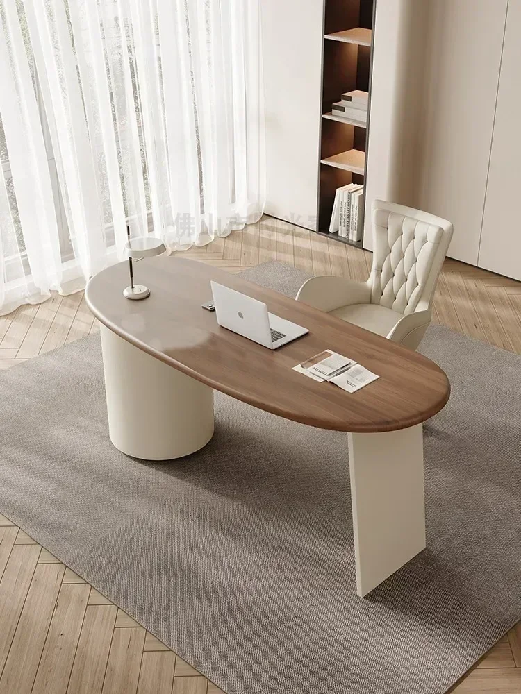 60.Modern Minimalist Designer Study Home Desk Saddle Leather Light Luxury Computer Desk