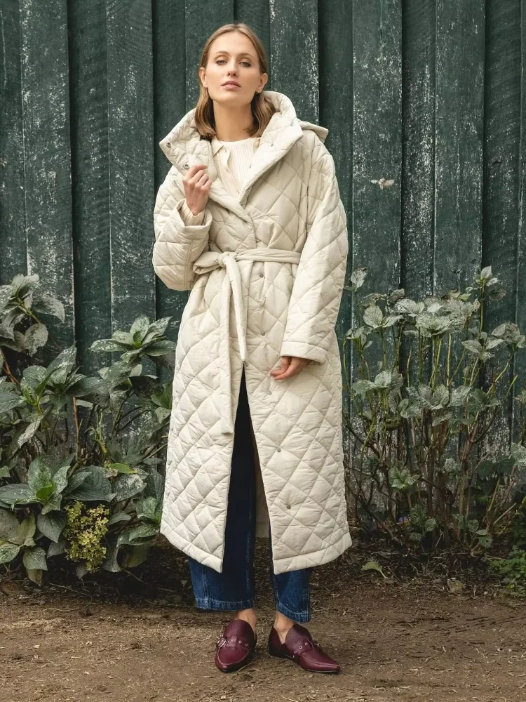 

Lace Up Hooded Cotton Jacket Women Casual Solid Single Breasted Pocket Cropped Loose Outerwears Lady Winter Daily Commute Coat