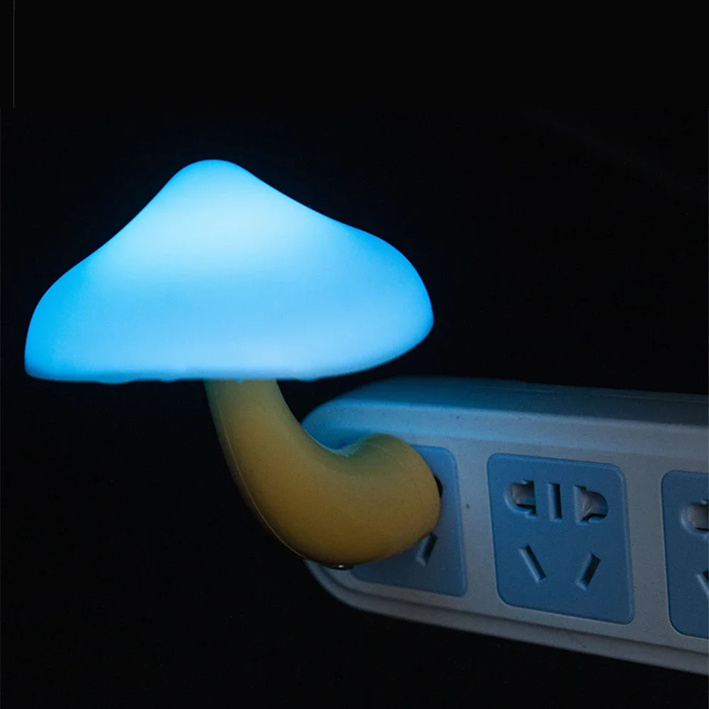 5 Colors Mushroom LED Night Light Lamp Child Baby Warm Lamp Illumination Lighting Sensor Wall Socket Light Room Bedroom Decor