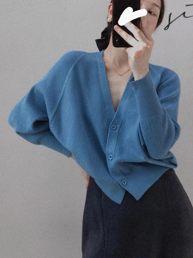 Women\'s Oversized Batwing Sleeve Green Blouse Spring Autumn Clothes Solid Color Sweater Women Clothing Cardigan Coat Tops C-168