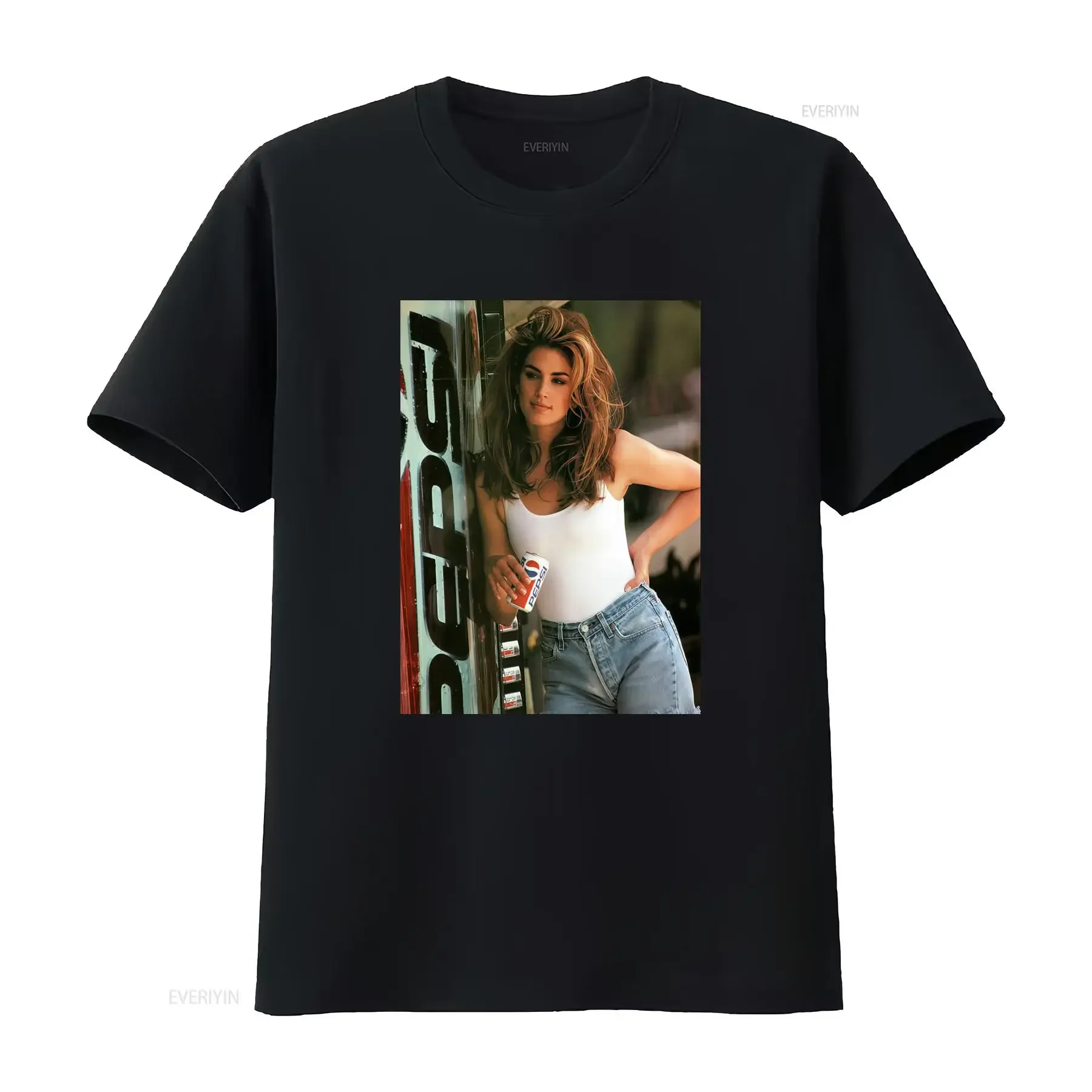 Vintage Retro 90s Supermodel Soda Poster Print Casual Streetwear T Shirt vintage Washed streetwear graphic homme Comfortable