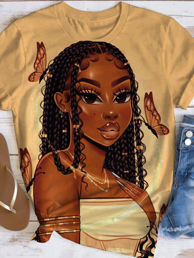 K100-6XL Plus La Taille À Manches Courtes Col Rond T-shirt À La Mode D'été Femmes Dessin Animé Mignon Tournesol Fille Imprimer Top Zwing Y