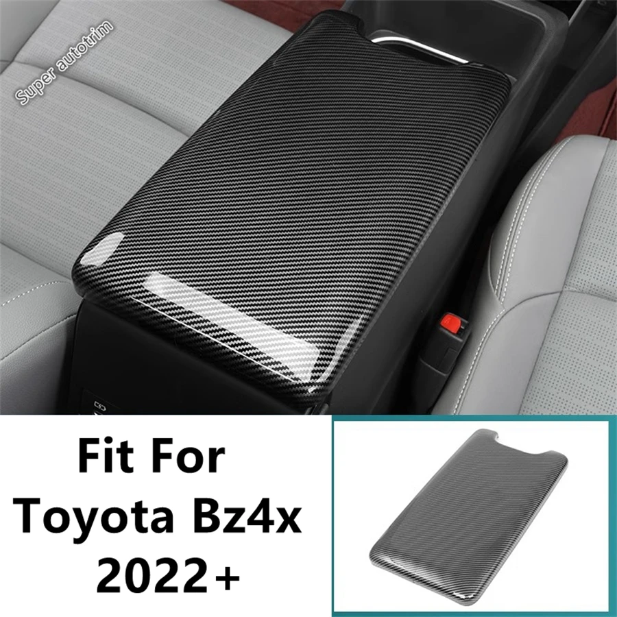 

For Toyota Bz4x 2022 2023 Central Console Armrest Box Panel Decoration Cover Trim Wood Grain / Carbon Fiber Interior Accessories