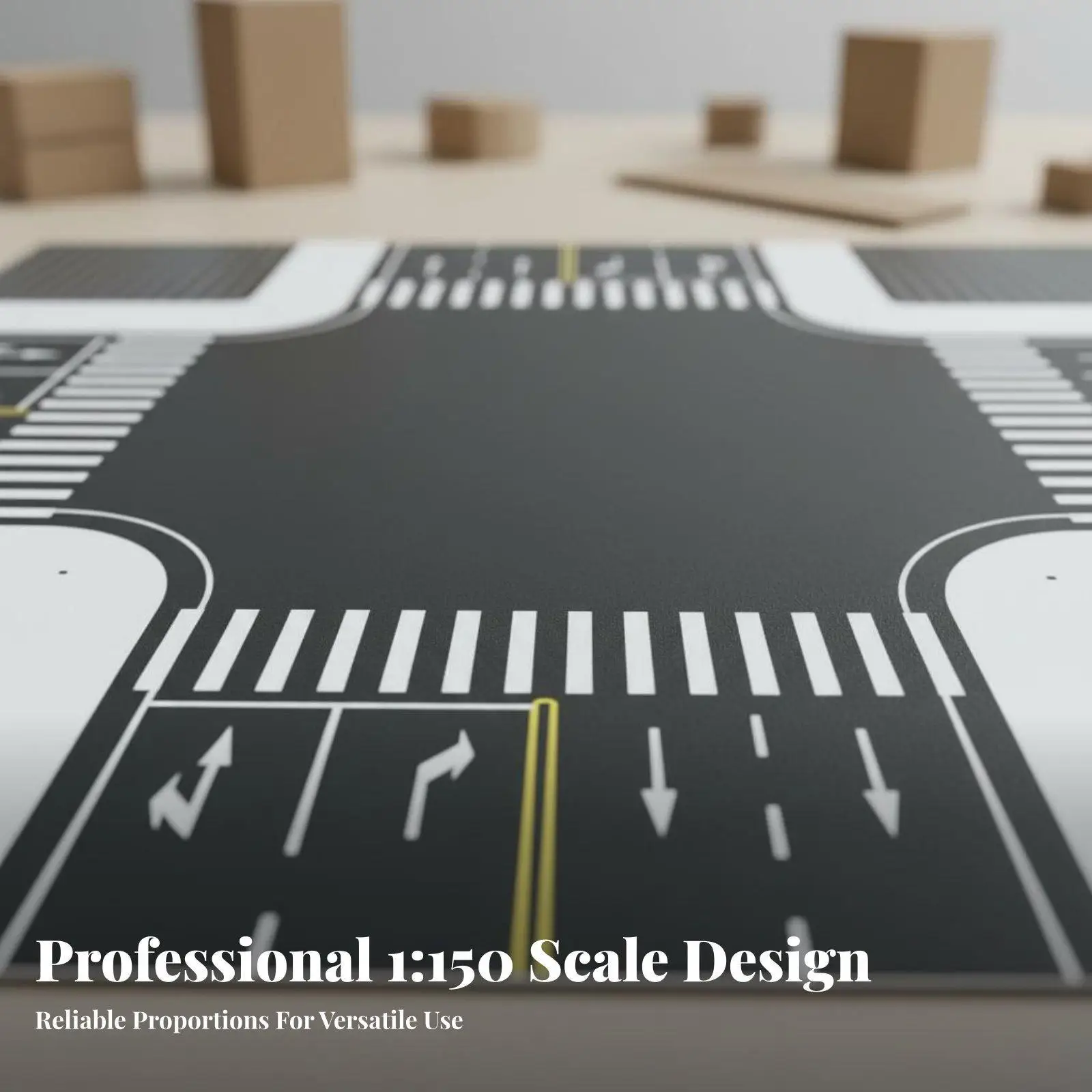 Traffic Base Sticker 1 to 150 Scale Model Road Surface PVC Material Scenery Board for Architectural Display