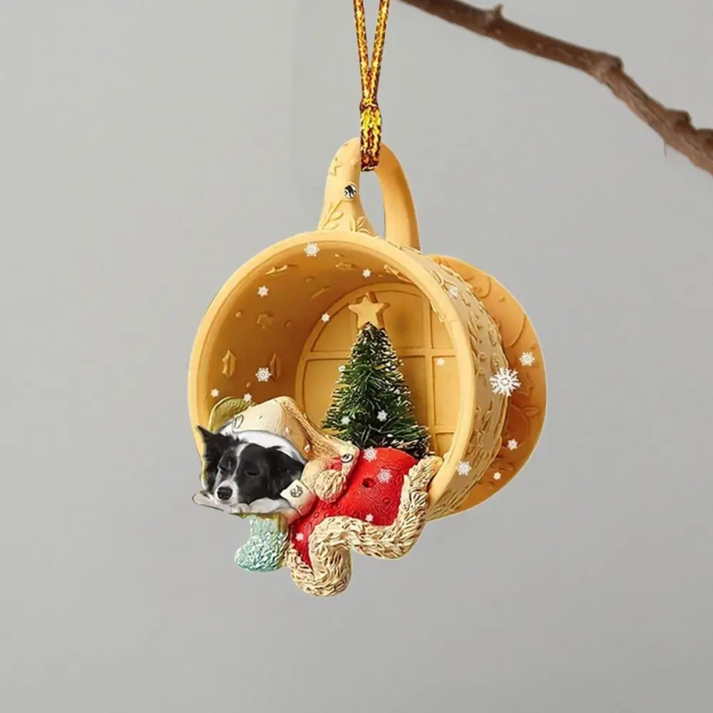 Cute Sleeping Puppy Teacup Dog Car Rearview Mirror Pendant