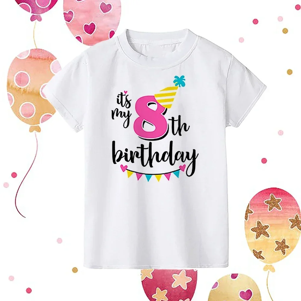 It's My 1-9 Birthday Print Kids Shirt Girl Boy Clothes Child Birthday Party Gift T-shirt Toddler Shirts Kid Short SleeveT-Shirts