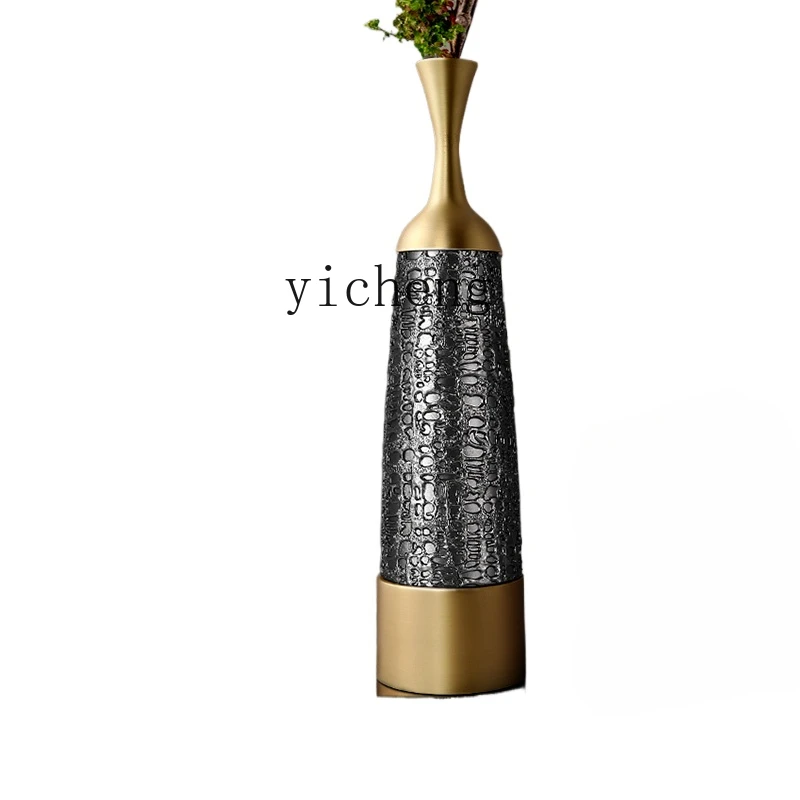 

Tqh Light Luxury High-End Relief Dried Flower Vase Decoration Living Room Home Decoration Creative Vase