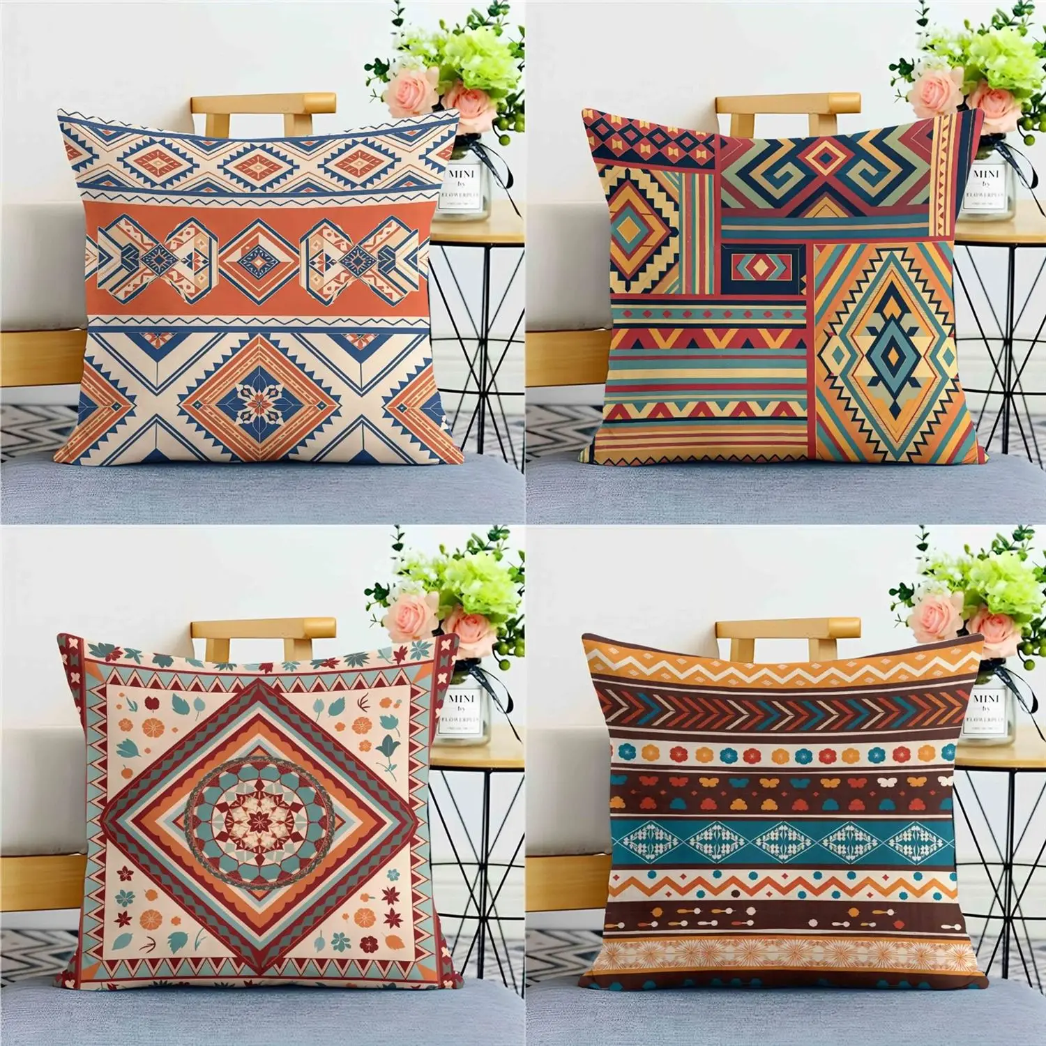 

Bohemian Pillow Light Luxury American Retro Ethnic Style Pillow Living Room Sofa Cushion Pillow Double Sided Pillow