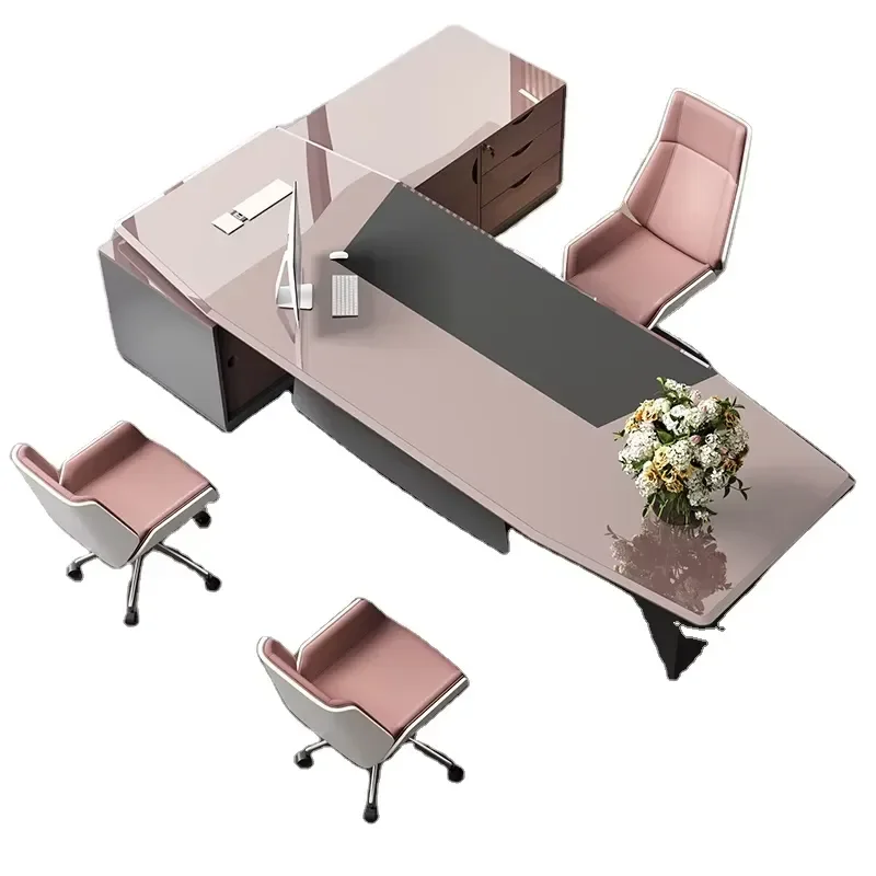 Paint boss pink Table Female President Table Fashion Manager Supervisor Table Modern Minimalist Office Furniture Executive