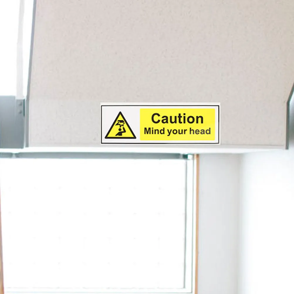 Low Clearance Watch Your Head Sign Self Adhesive Warning Sticker Heavy Duty Vinyl Material Strong Adhesion Simple Design