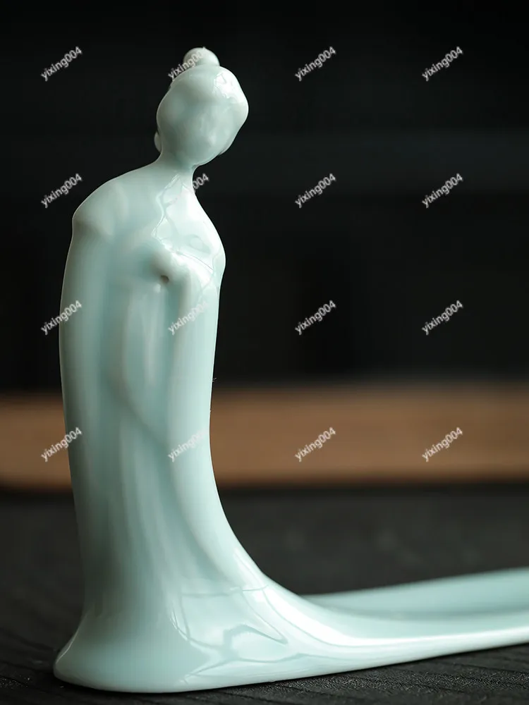 

Celadon Lady Incense Holder, Ceramic Line Incense Burner Retro Chinese Style Home Decor Ornament