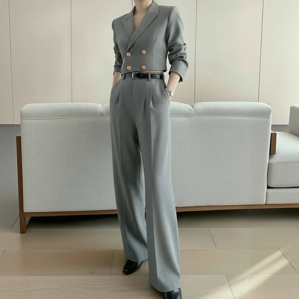 عارضة تناسب البدلة السراويل الخريف الشتاء أزياء المرأة فرقة السراويل الطويلة مجموعة نمط مريح لا الديكور
