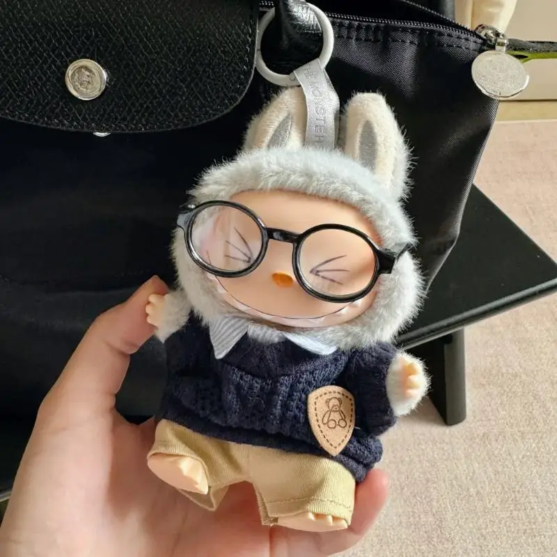 17cm Mini Doll'S Clothes Outfit Accessories For Labubu Idol V1 V2 College style couple outfit Sweater pants scarf Set Clothing