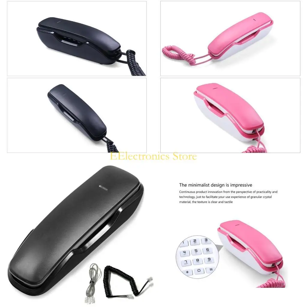 B03C A061 Fixed Landlines Wall Telephone Portable Mini Phone Wall Hanging Telephone for Home Office