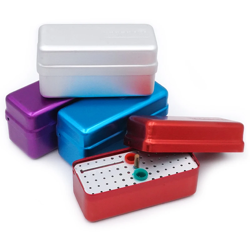 1Pc Aluminum Dental Disinfection Box 72 Holes Endo box Autoclave Sterilizer Case Diamond Burs Holder for Endo Files