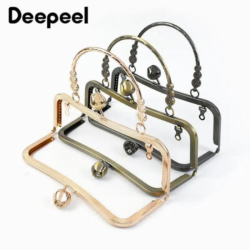 2/4Pcs 20.5cm Metal Bag Handles Purse Frame Kiss Clasp for Handbag Sewing Brackets Handle DIY Handmade Bags Making Accessories