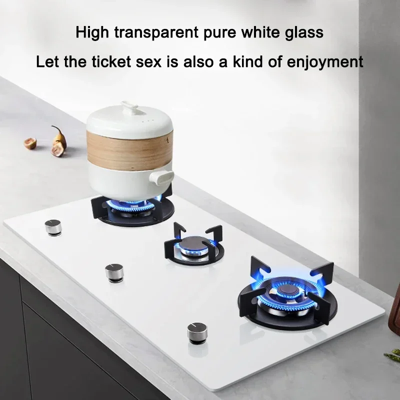 Home Appliances Three-eye White Gas Stove Built-in Household Natural Gas Three-head Gas Cooker Porous Fierce Fire Cooker