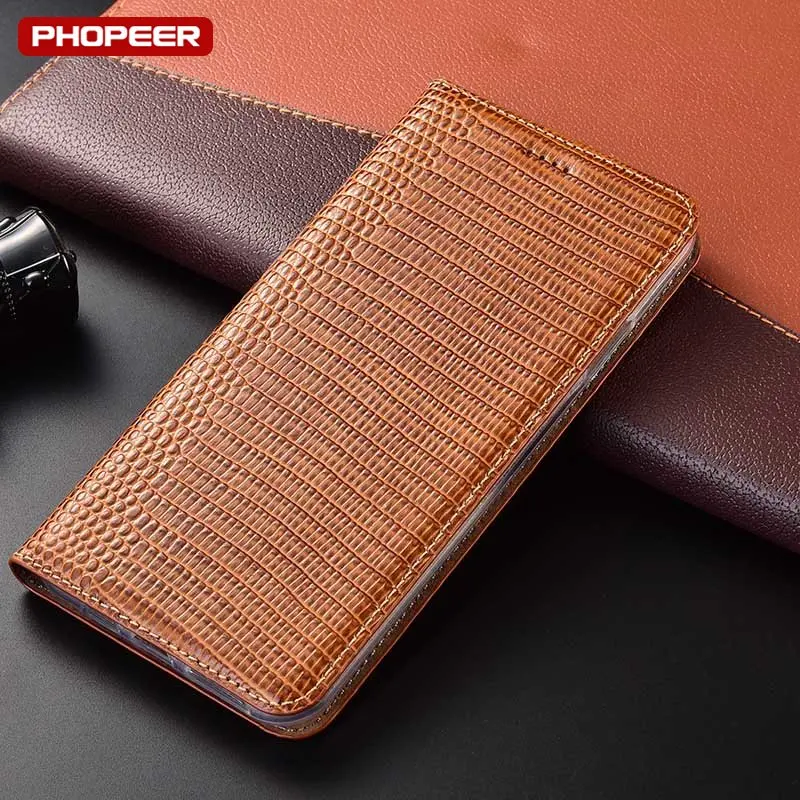 

Luxury Lizard Grain Genuine Leather Case For ZTE Axon 9 10 10S 11 SE 20 30 30s 40 50 SE Pro Uitra Phone Flip Cover Cases