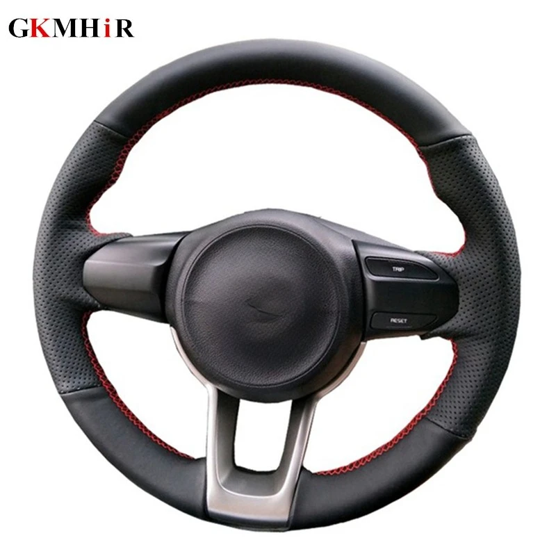 Black Steering Wheel Cover Soft Artificial Leather Steering Wheel Cover for Kia Rio K2 KX CROSS Picanto 2017 2018 Morning 2017