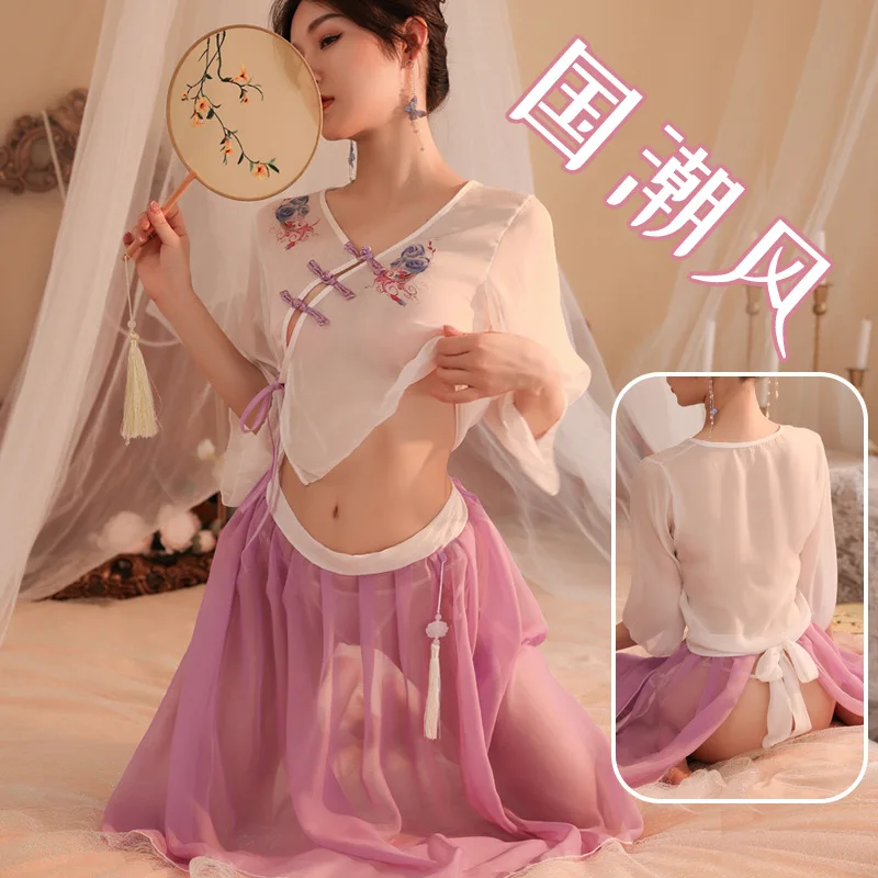 

New Sexy Underwear Uniform Sexy Temptation Classical Role Play Perspective Cheongsam Passion Suit Babydolls Exotic Set