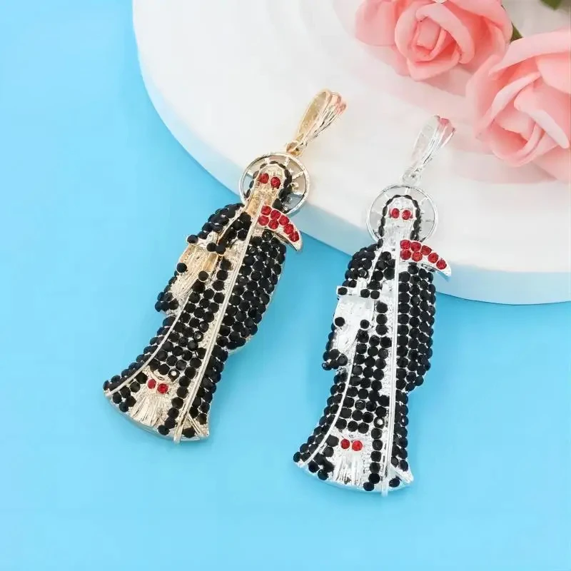 Pendentif de collier de statue de père Noël de la mort pour hommes et femmes, plaqué or, bijoux colorés, cadeau de fête, chanceux, religieux, mode