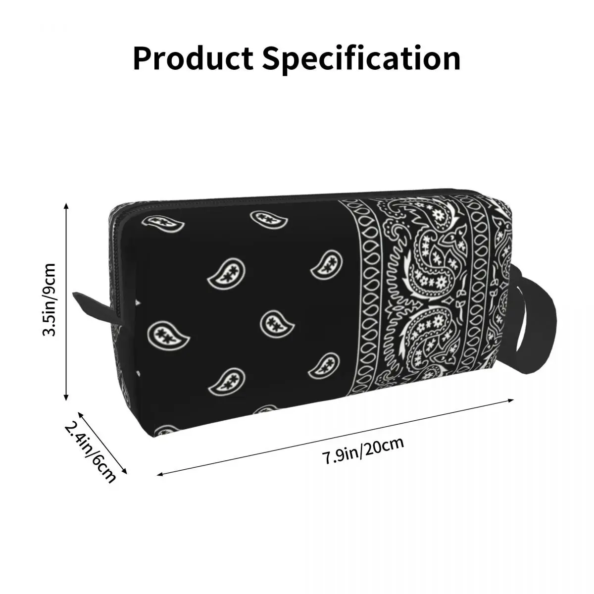 Paisley Chicano Bandana Estilo Toiletry Bag, Organizador de maquiagem cosmética, Armazenamento de beleza Dopp Kit Box, preto e branco, personalizado