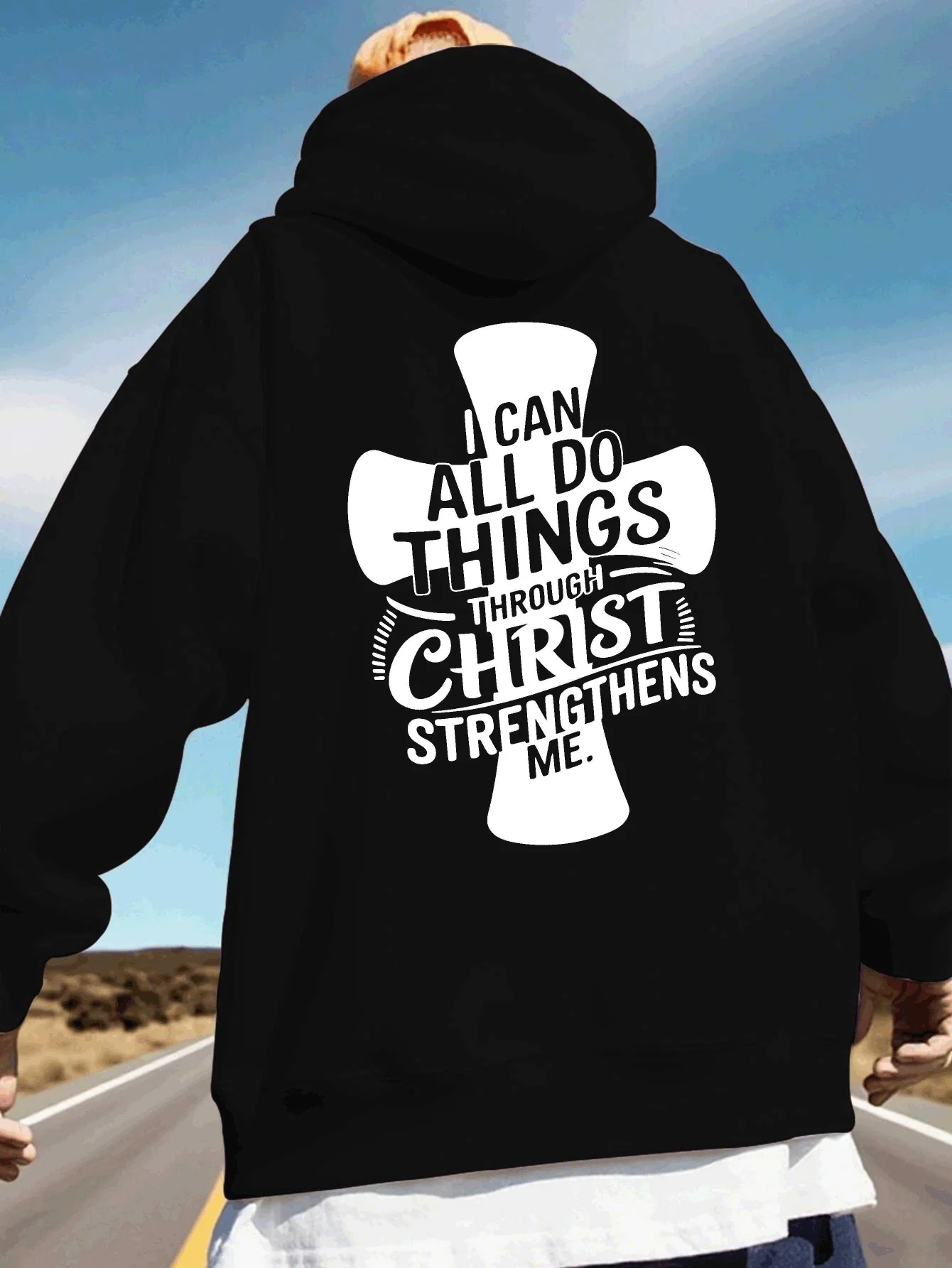 Philemans 4:13men Hooded Sweatshirt Autumn Winter Everyday Outdoor Exercise Loose Everything Fitness Casual Warm Street Style