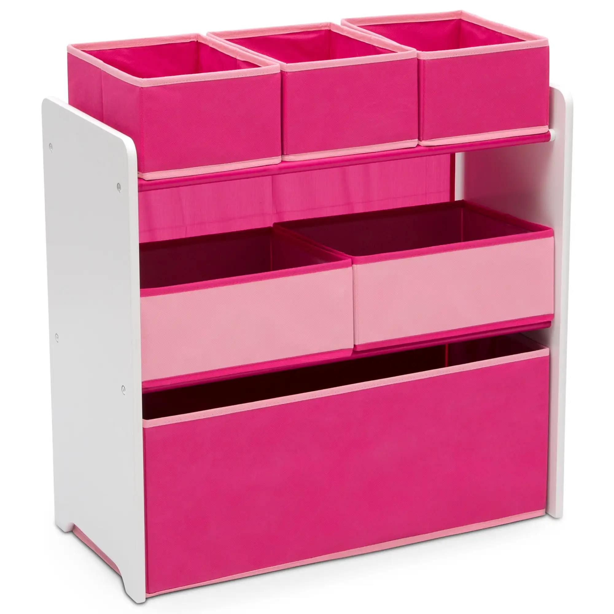 Design and Store Large Toddler Floral Toy Storage Wood Bedroom Storage Bins 2 Sheets of Reusable Stickers, White & Pink, 1 Pack