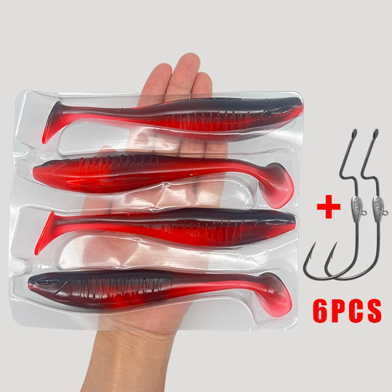 4 Stück weiche Angelköder mit 2 Liple-Haken, einzigartige vibrierende Schwimmaction, gut gefertigte Angelköder für Barsch, Forelle, Crappie Walleye – Detail 10