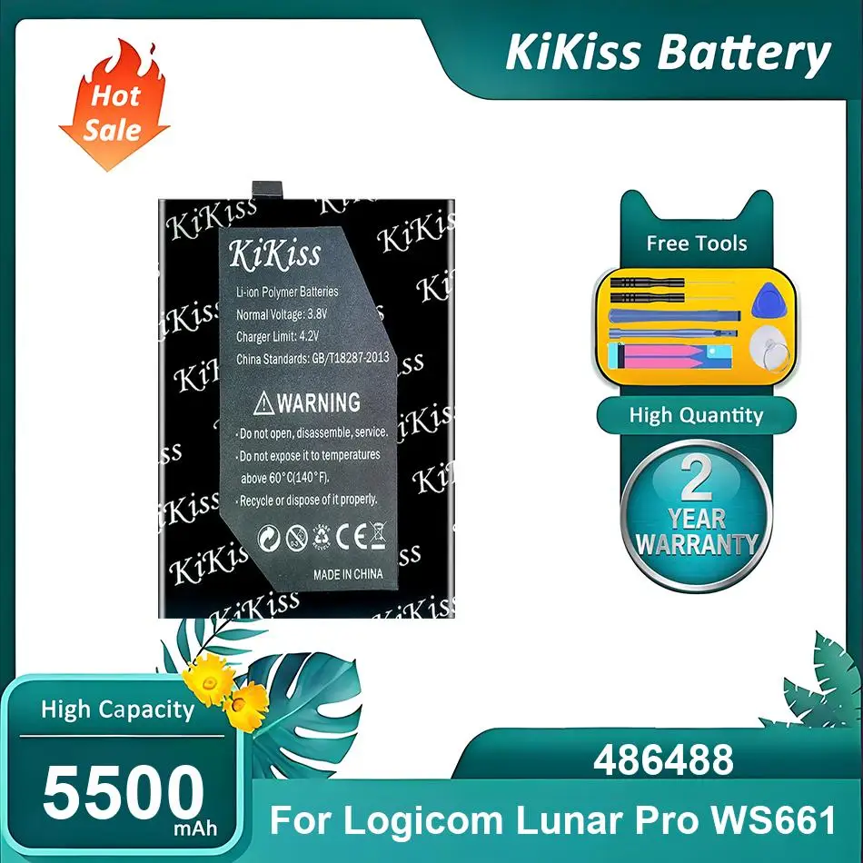 

KiKiss Battery For Logicom Lunar Pro WS661,486488,5500mAh