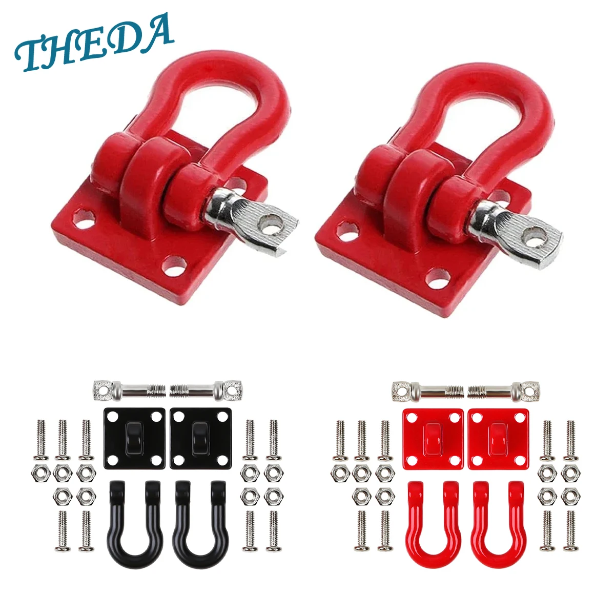 Metal Climbing Trailer Tow Hook Hooks Buckle, Winch Shackles Accessory for 1/10 Scale Truck D90 SCX10 RC Crawler