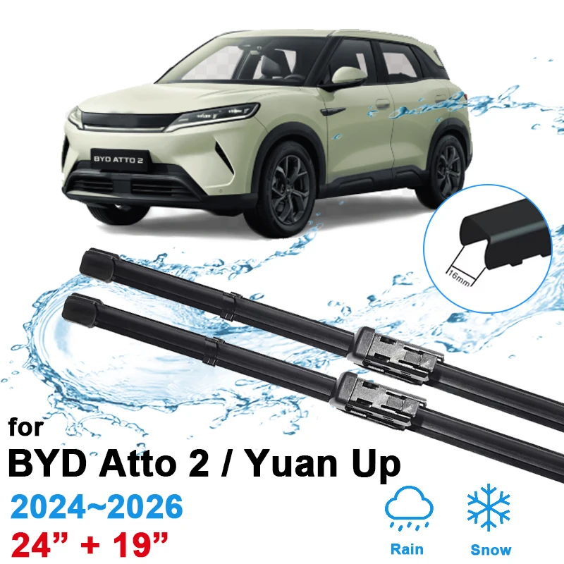 

Car Wiper Blades For BYD Atto 2 / Yuan Up 2024 2025 2026 S1 Pro SC3E Front Windshield Wipers Blade Stickers Parts Accessories