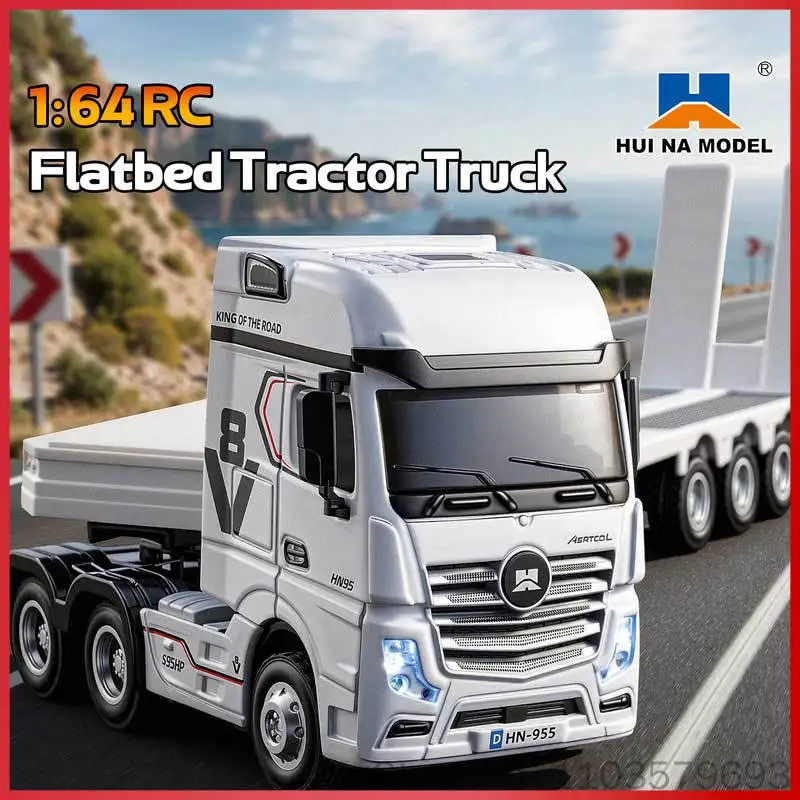 Hui Na Model 9900 Remote Control 1:64 Tractor Trailer Flatbed Truck Handheld Controller Engineering Vehicle Model Toy