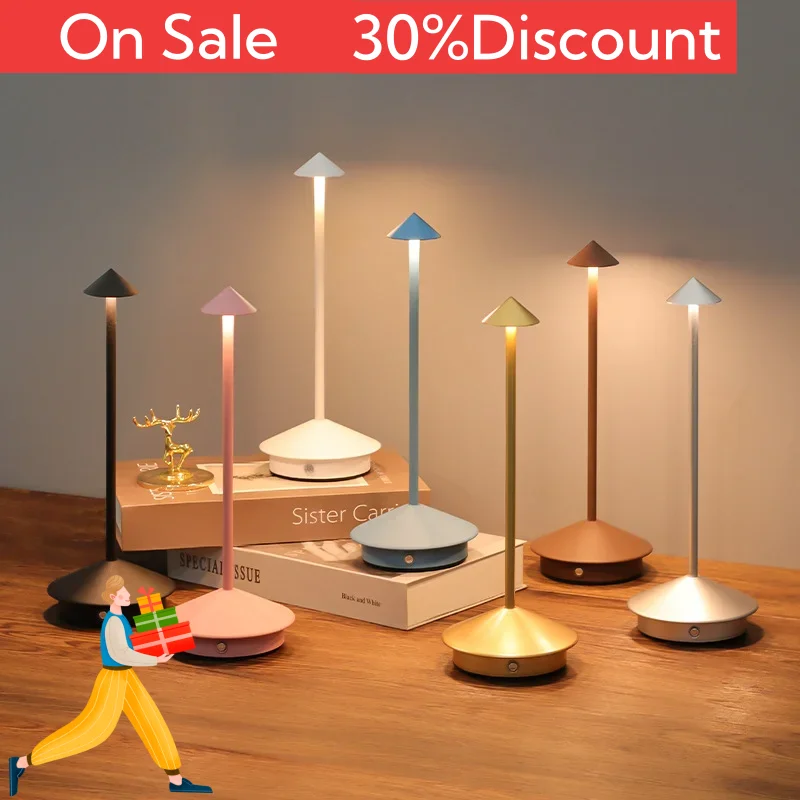 simples led recarregavel touch table lamp mesa de metal luz night light seta estilo lampada de leitura de longa duracao lampadas recarregaveis 01