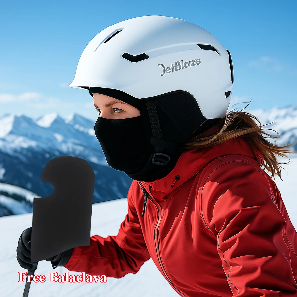 

[Free Windproof Mask] Jetblaze Unisex Adjustable Ski Helmet - Anti-Collision and Warm-Keeping Snowboard and Ski Helmet Winter Sports Gear