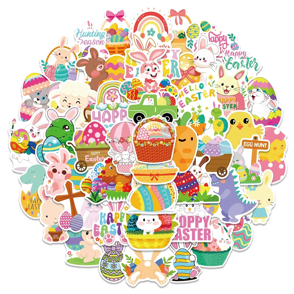 10/30/50pcs Laser Cute Easter Rabbit Egg Graffiti Stickers Kawaii Aesthetic Decoration Decals Helmet Scrapbook Cartoon Sticker