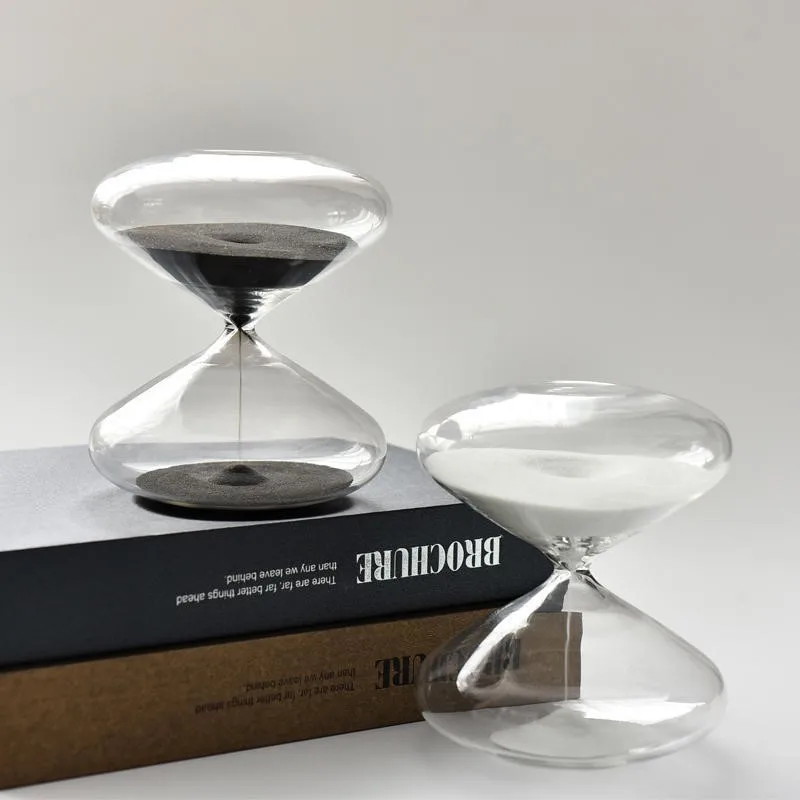 2Colors Creative Household Transparent Round Glass Hourglass Timer 30 Minutes Home Decor Desktop Decoration Hourglass 1PCS LF680