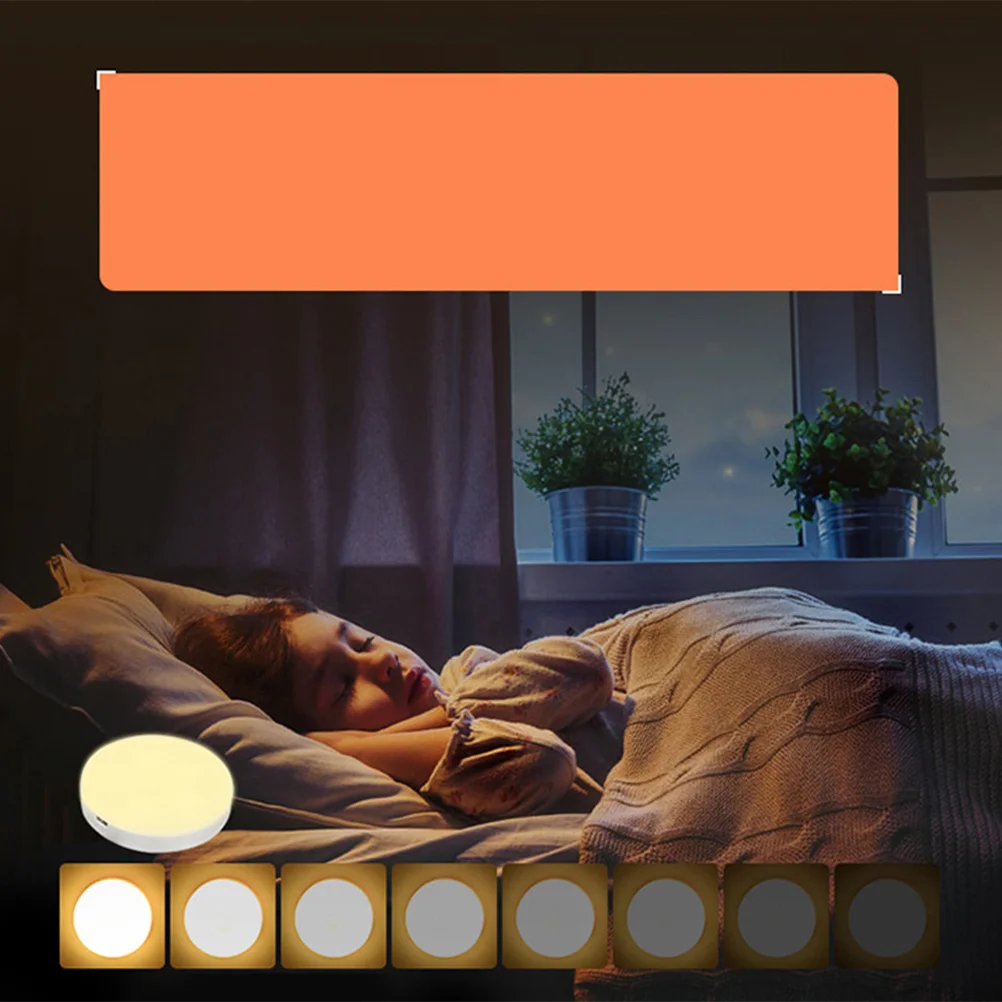 مصباح ليلي حثي قابل للمس USB شحن بات ضوء شكل دائري توقيت عكس الضوء دافئ أبيض أصفر LED مصباح غرفة النوم الداخلي #1