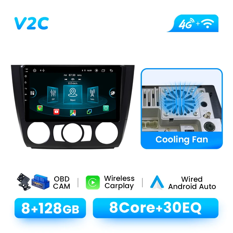 AI Voice Draadloze Carplay 8 + 128GB Autoradio Multimedia Voor BMW 1-Serie E88 E82 E81 E87 2004-2011 Android Navigatie GPS 4G Wifi - afbeelding 1