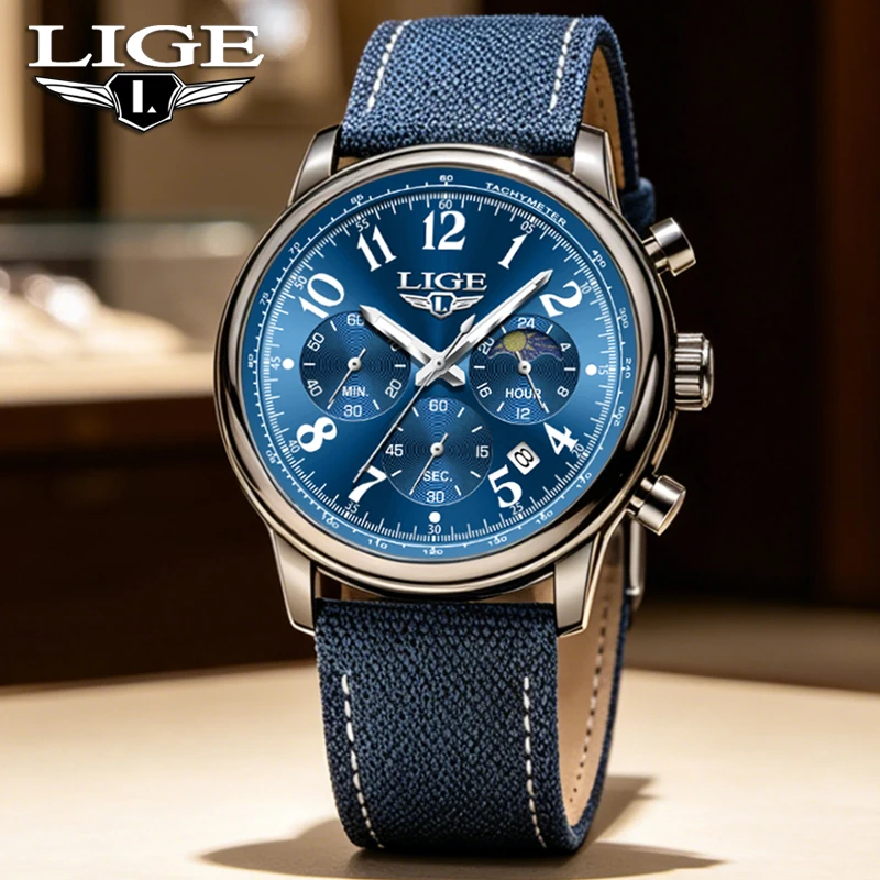 

Fashion 2026 LIGE Top Luxury Mens Watch Business Quartz Wristwatches Gifts 30M Waterproof Luminous Chronograph Watches Men Reloj