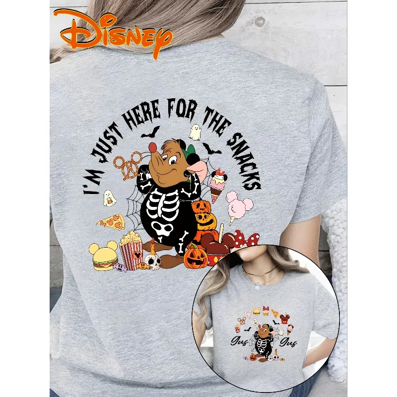 

Женская футболка Disney Cinderella Gus с принтом на Хэллоуин для мужчин и женщин, повседневная модная одежда из чистого хлопка в стиле ретро