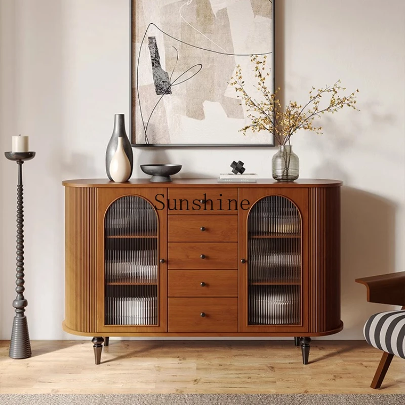 

Medieval style dining side solid wood entrance living room storage decoration storage tea cabinet