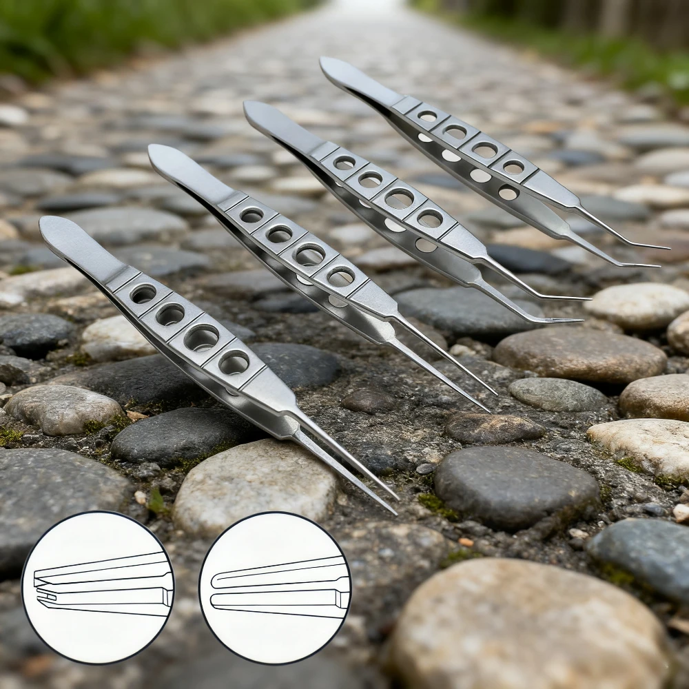 QSWTITAN ملقط العيون الفولاذ المقاوم للصدأ ملقط مسنن 108 مللي متر أداة طب العيون 1 قطعة