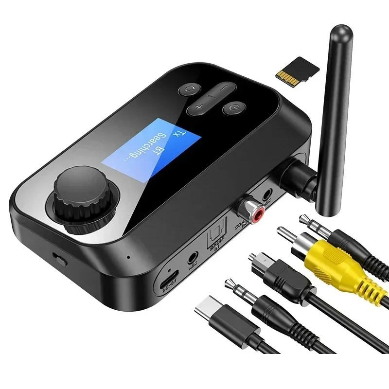 

Bluetooth 5.0 Audio Transmitter Receiver SD Card Handsfree Call Stereo Wireless Adapter RCA SPDIF 3.5mm Aux Jack for TV PC Car