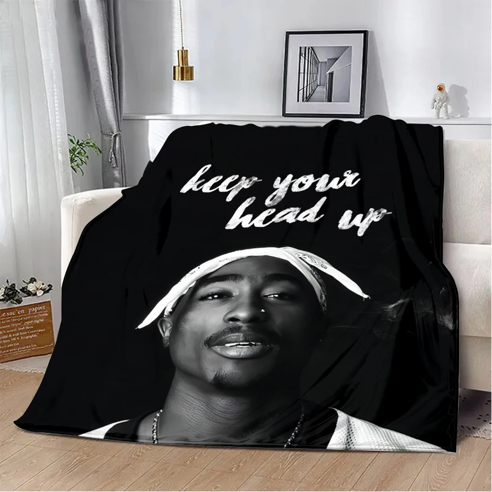 Fashion Tupac Shakur Rapper Hot 2Pac Printed Blanket Picnic Blankets Warm Blanket Soft and Comfortable Home Travel Birthday Gift