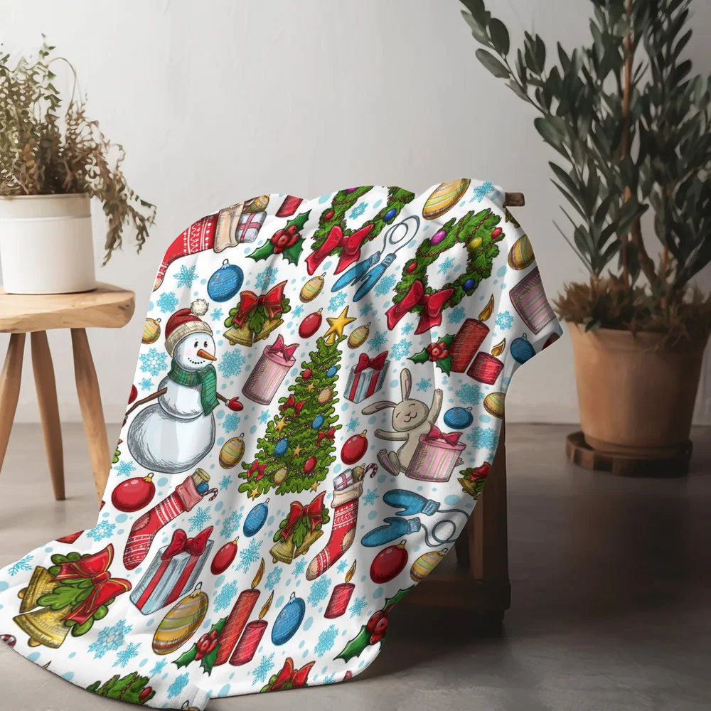 

Tu Festive Christmas Throw Blanket Cozy Snowflake Reindeer Snowman Holiday Home Decor Gift Cozy Warm Soft Throw for Couch Bed So