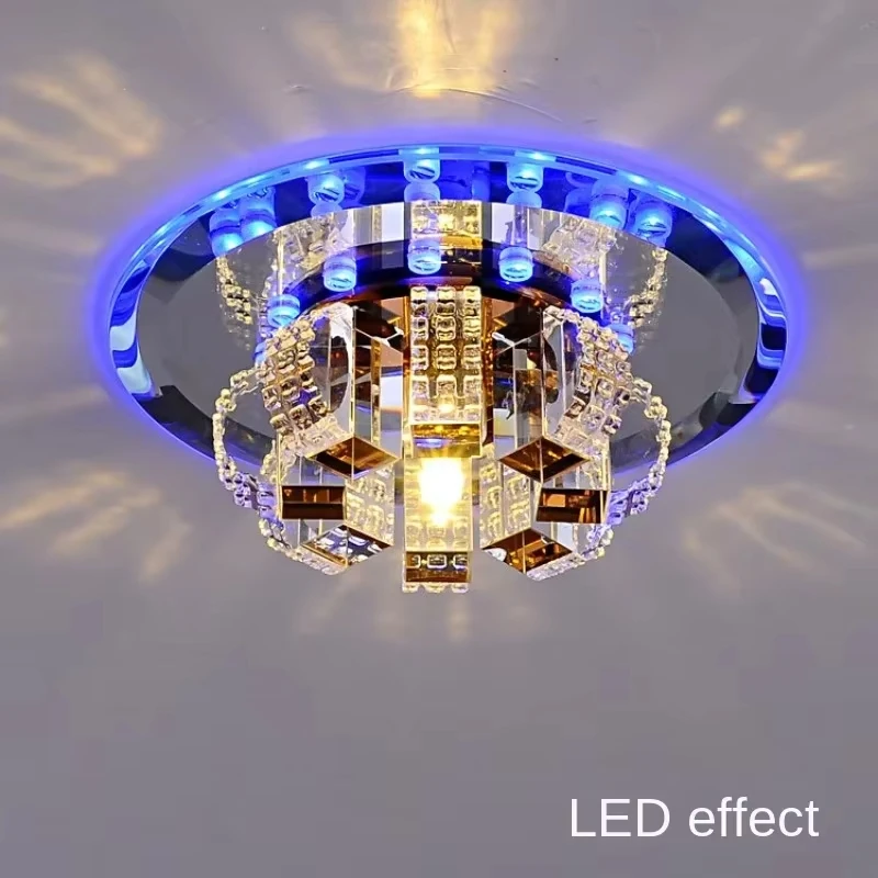 

Modern K9 Crystal LED Pendant Light 18*18*8.8cm, Elegant Flush Mount Chandelier Ceiling Fixture for Living Room and Dining Room