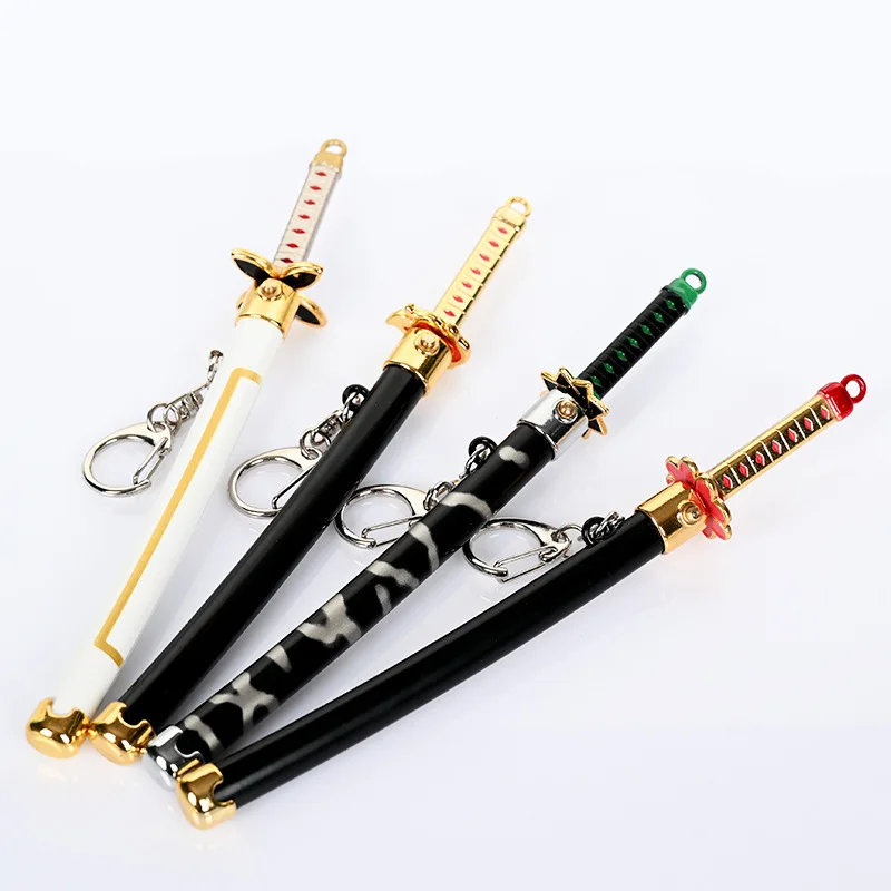 Demon Slayer Weapon Key Chains Rings Spade Vere Katana Japanese Swords Samurai Real Steel Anime Weapon Keychains Collection Toys